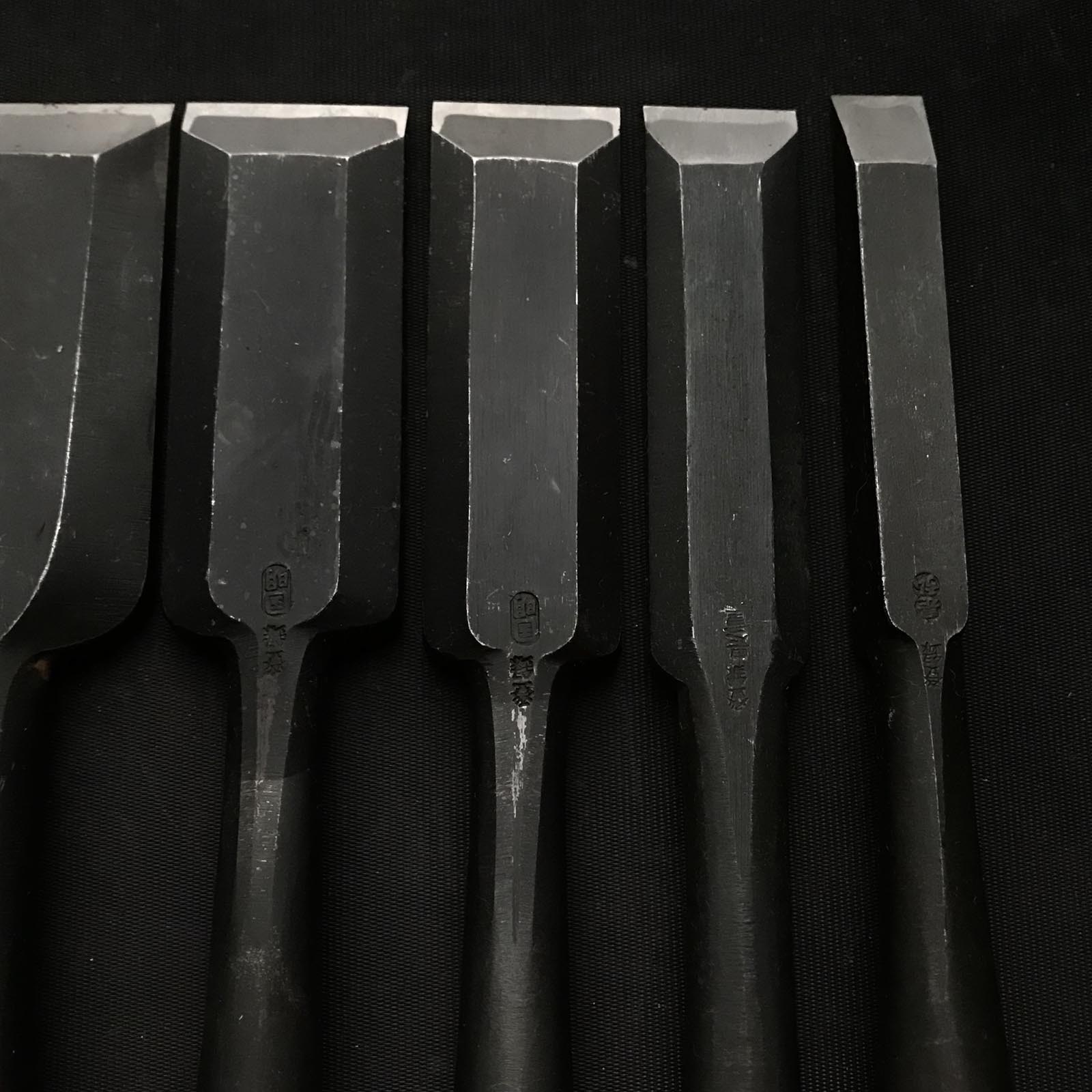 Old stock #1 Mixed set for beginner Timber chisels set with White steel 掘出し物 バラ鑿合わせ 初心者におすすめ 叩鑿6本組 Tatakinomi