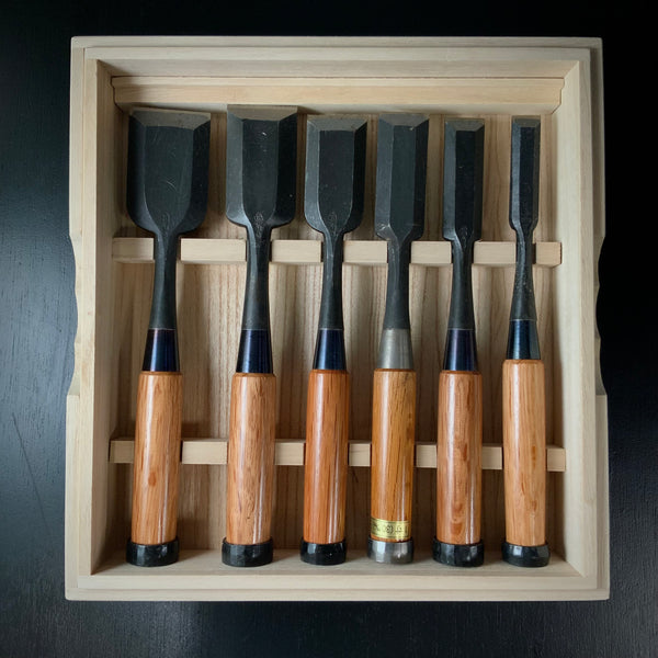 #M170 Mixed Timber chisels set by unknown  バラ鑿合わせ 叩き組鑿 6本組 作者不明
