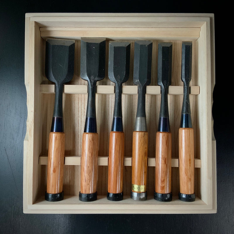 #M170 Mixed Timber chisels set by unknown  バラ鑿合わせ 叩き組鑿 6本組 作者不明