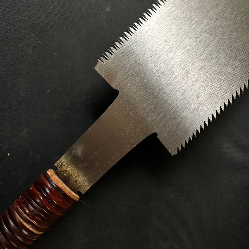 #R5 Ready to use! Old stock Double Edge (Ryoba) Saw with Eddy Type Handles set by Kurashige 直ぐ使い 倉重栄助氏目立 渦巻き柄 両刃鋸 300mm