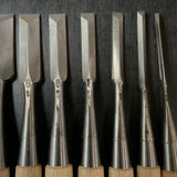 Old stock Koshihide Dovetail Bench chisels set     /    掘出し物 越秀 鎬追入組鑿  磨き仕上げ Oirenomi