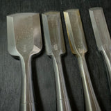 #M167 Mixed Sotomaru chisels set by unknown smith バラ鑿合わせ 外丸組鑿 5本組 作者不明