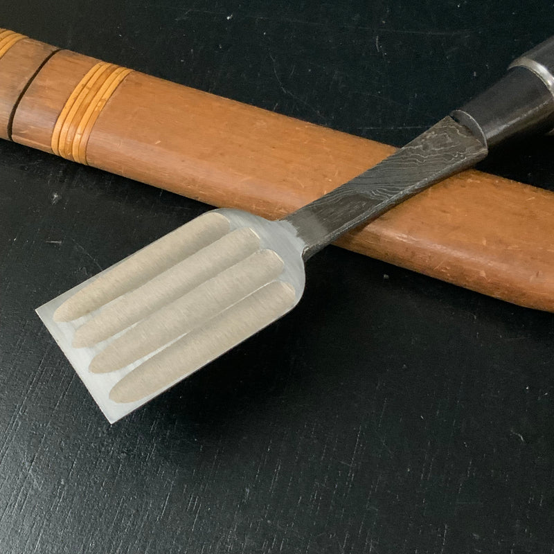 Tasai Mokume Special Hiramachi type Bench chisels with rose wood handle   田斎作 木目 平待鑿 四つ裏 紫檀柄 36mm