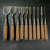 Used Nishiki Ryu Bench chisels set  (Used by palace carpenters)     錦龍  追入組鑿 中古鑿(宮大工使用）