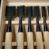 Ouchi Bench chisels set by Ouchi 4th generation 四代目大内俊明作 宗家大内 追入組鑿 桐箱付 Oirenomi