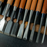 #M185 Mixed set High-Speed Steel Bench chisels set for beginner by unknown smith  バラ鑿合わせ 初心者におすすめ ハイス追入組鑿作者不明