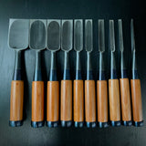 #M168  No brand Bench chisels set by unknown smith  無名 追入組鑿 10本組 作者不明