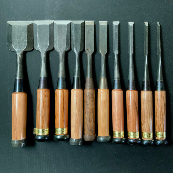 #M149  Mixed set for beginner Bench chisels set by unknown smith バラ鑿合わせ 初心者におすすめ 追入組鑿作者不明