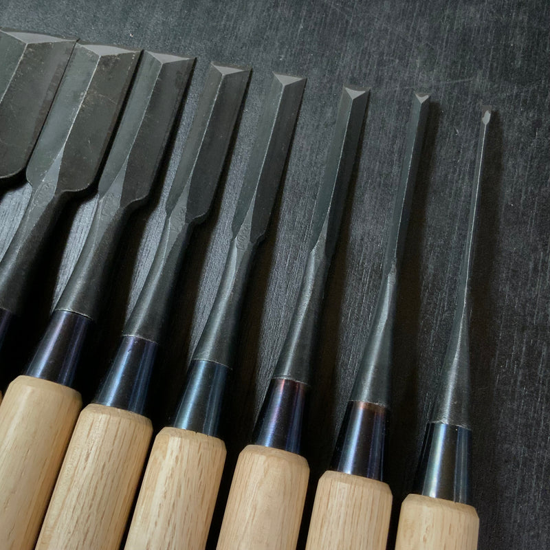 Ouchi Dovetail chisels set by Ouchi 4th generation 四代目大内俊明作 宗家大内 鎬追入組鑿 シノギ