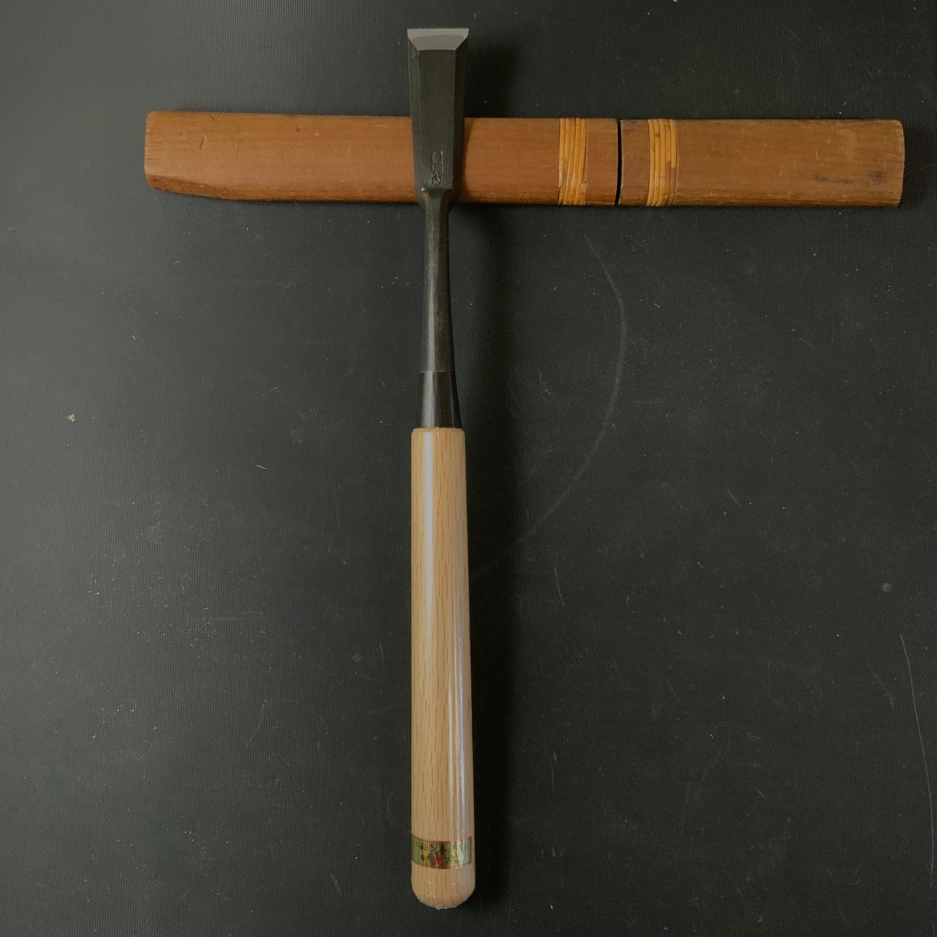 Tasai Timber Bachi(Kotenomi) chisels  with blue steel 田斎作 コテ鑿バチ 白樫柄 24mm