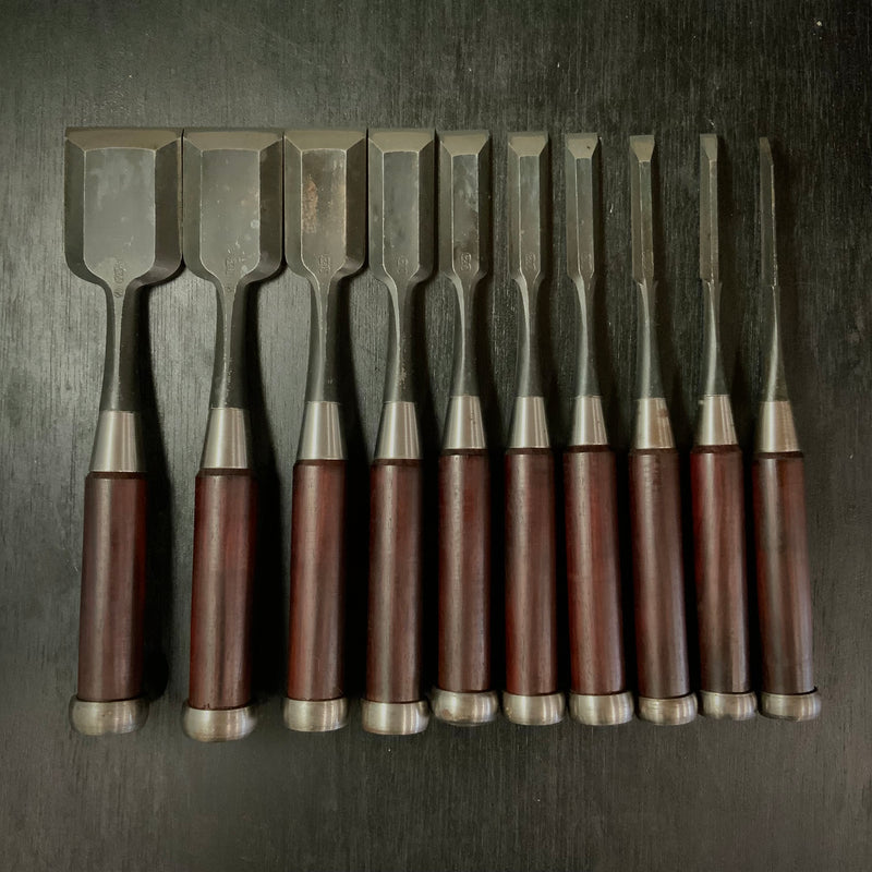 Old stock Ichihiro Bench chisels set    掘出し物 市弘 山崎勇作 追入組鑿  Oirenomi