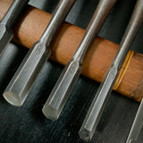 Light Used Kuniyuki Sotomaru chisels by Ichiro Tanaka 中古 田中一郎作 国行 外丸鑿 Sotomaru nomi 6本組