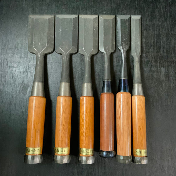 #M165 Mixed Timber chisels set by unknown smith バラ鑿合わせ 叩き組鑿 作者不明