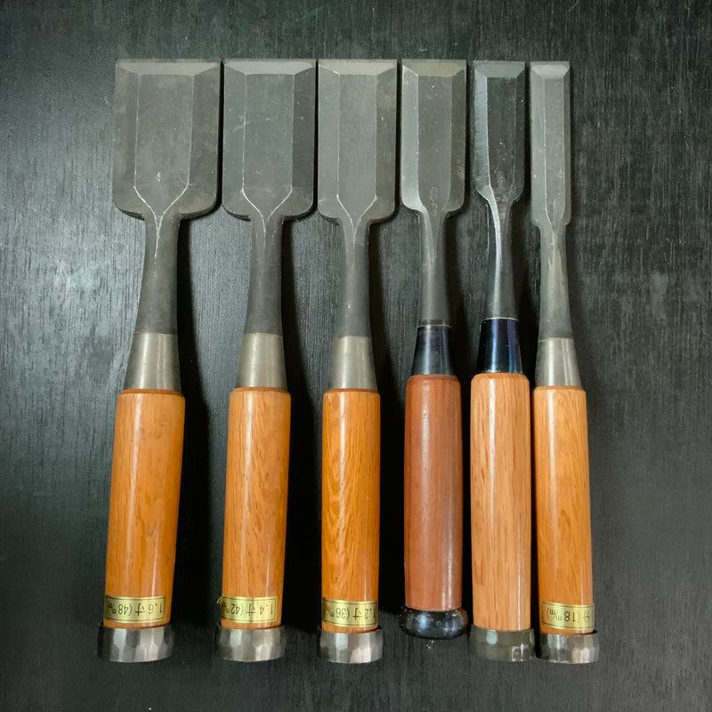 #M165 Mixed Timber chisels set by unknown smith バラ鑿合わせ 叩き組鑿 作者不明