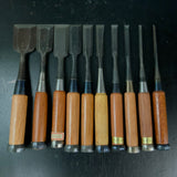 #M180 Mixed Uchimarunomi chisels set by unknown  バラ鑿合わせ 内丸組鑿 10本組 作者不明