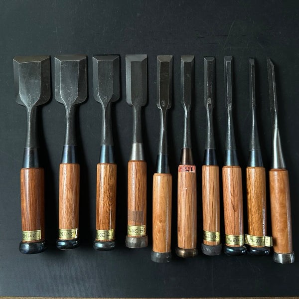 #M141  Mixed set for beginner Bench chisels set by unknown smith バラ鑿合わせ 初心者におすすめ 追入組鑿作者不明
