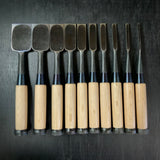 Kiyohisa Bench chisels set by Watanabe Kiyoe 渡辺清栄作 清久 追入鑿 10本組 Oirenomi