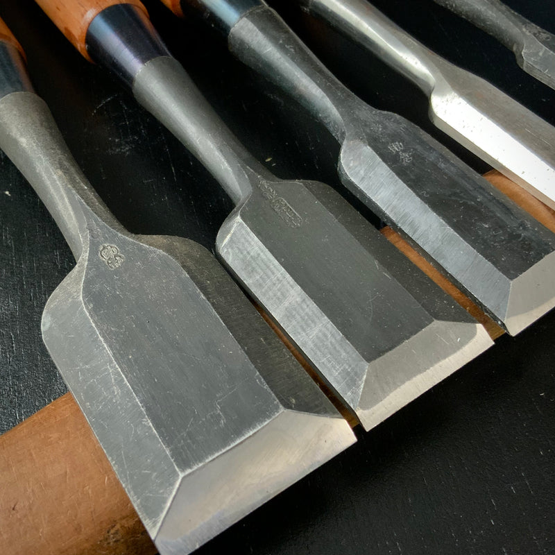 #M169 Mixed Bench chisels set by unknown  バラ鑿合わせ 追入組鑿 5本組 作者不明