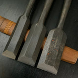 Old stock Hidari Hisasaku 2rd  Timber chisels by Ikegami Takanobu 池上喬庸作 二代目左久作 叩き鑿  Tatakinomi