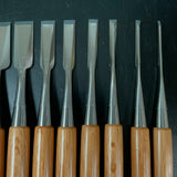 Sukemaru 4th High-Speed Steel Bench chisels 10pc set Ichimonji Type  四代助丸 碓氷淑郎 ハイス鋼追入組鑿 一文字 Oirenomi