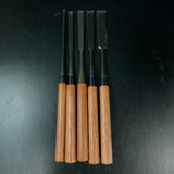 Old stock Yoshimasa Paring chisels Set (Usunomi) with white steel 掘出し物 善正 面取薄鑿 5本組