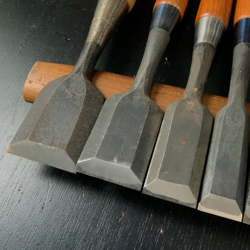 #M183  Mixed set for beginner Bench chisels set by unknown smith バラ鑿合わせ 初心者におすすめ 追入組鑿作者不明