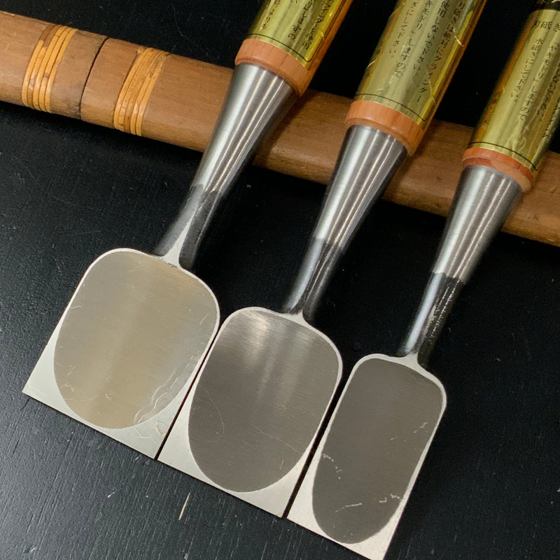 Old stock Ouchi Bench chisels by Ouchi 4th generation 掘出し物 四代目大内俊明作 宗家大内 追入鑿 Oirenomi