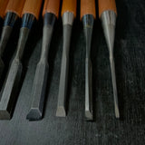 #M162  Mixed set for beginner Bench chisels set by unknown smith バラ鑿合わせ 初心者におすすめ 追入組鑿作者不明