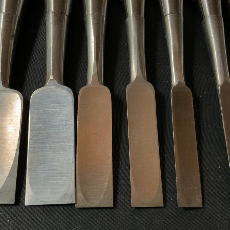 Old stock #6 Sukemaru 4th Wholesaler stamp High-Speed Steel Bench chisels set 掘出し物 四代助丸 問屋銘 ハイス鋼追入組鑿 Oirenomi