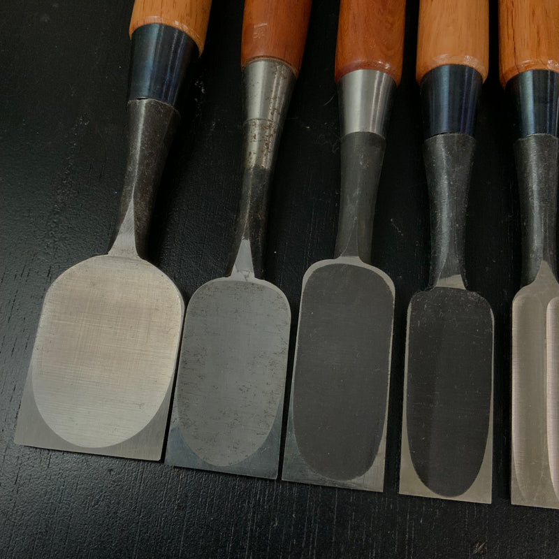 #M180 Mixed Uchimarunomi chisels set by unknown  バラ鑿合わせ 内丸組鑿 10本組 作者不明