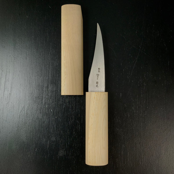 Baishinshi Kunimitsu Setsuki Kokatana carved kiridashi type 梅心子圀光 接木小刀 曲り 鞘付き たしみ丸 107mm