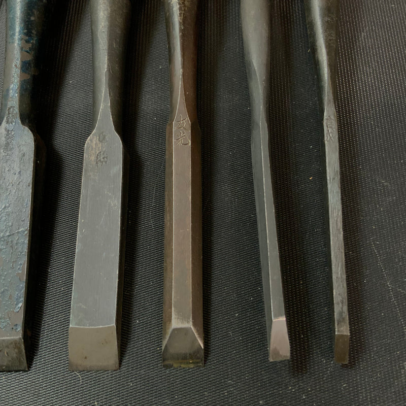 #M157  Mixed set for beginner Bench chisels set by unknown smith バラ鑿合わせ 初心者におすすめ 追入組鑿作者不明