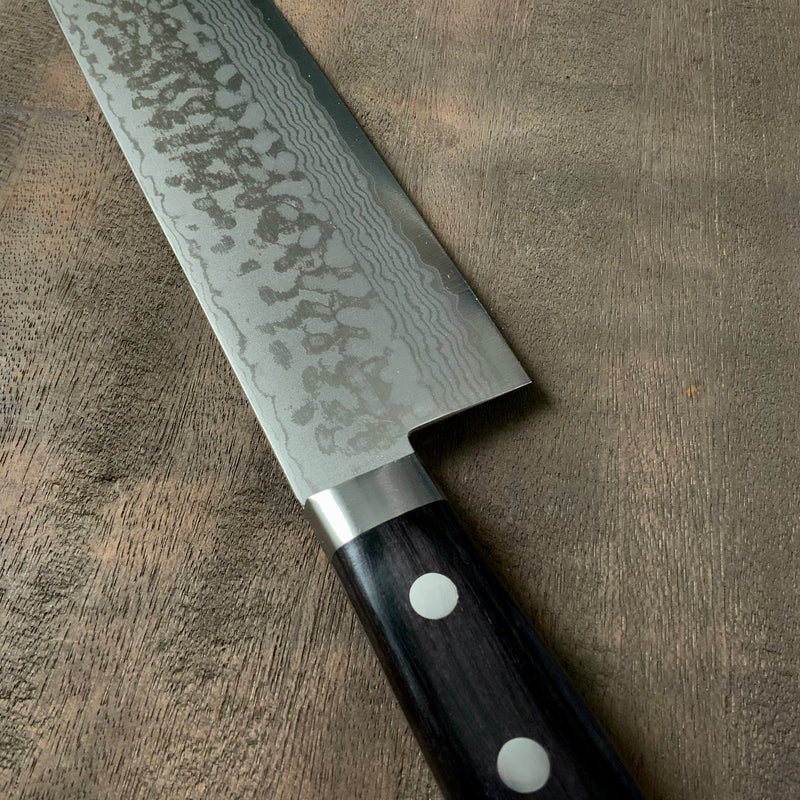 Haku-un Nakiri knife with a 17-layer stainless steel cladding 本鍛造白雲  Ｖ金10号口金付積層菜切包丁 165mm