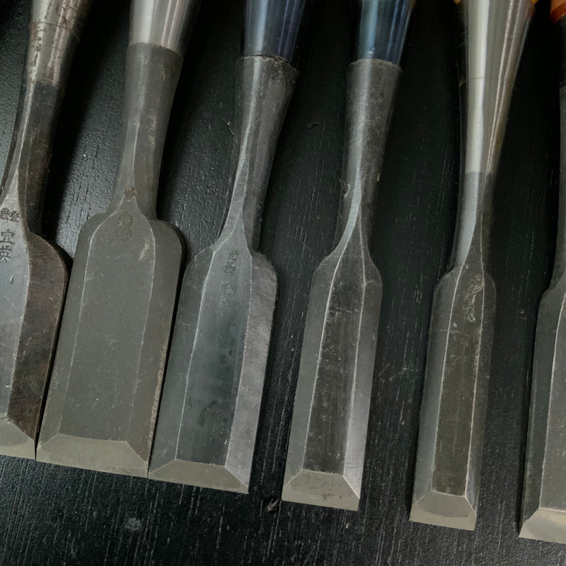 #M180 Mixed Uchimarunomi chisels set by unknown  バラ鑿合わせ 内丸組鑿 10本組 作者不明