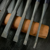 Sukemaru  Bench chisels set by Usui Yoshio with Red oak handle  四代助丸 碓氷淑郎 追入組鑿 赤樫柄