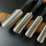 Unknown Soto maru chisels set with White steel    作者不明 外丸組鑿 5本組 Sotomarunomi