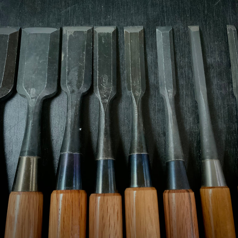 #M162  Mixed set for beginner Bench chisels set by unknown smith バラ鑿合わせ 初心者におすすめ 追入組鑿作者不明