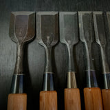 #M162  Mixed set for beginner Bench chisels set by unknown smith バラ鑿合わせ 初心者におすすめ 追入組鑿作者不明