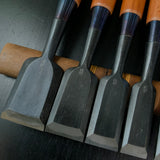 Kunitsuru bench chisels 10-piece set Blacksmith finish with white steel 掘出し物 國鶴 黒仕上 追入組鑿 10本組