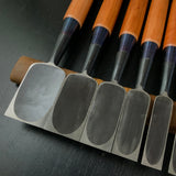 Kunitsuru bench chisels 10-piece set Blacksmith finish with white steel 掘出し物 國鶴 黒仕上 追入組鑿 10本組