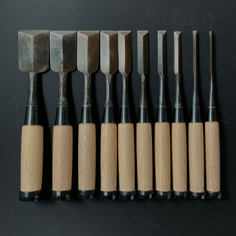 Iwazaki Dovetail Bench chisels set by Iwazaki Eisuke 岩崎永祐作 岩崎 追入鎬組鑿 Oirenomi