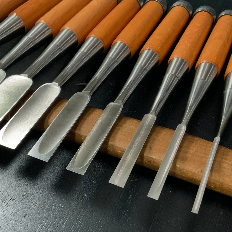 Sukemaru 4th High-Speed Steel Bench chisels 10pc set Ichimonji Type  四代助丸 碓氷淑郎 ハイス鋼追入組鑿 一文字 Oirenomi