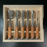 Old stock Sukemaru 4th High-Speed Steel Bench chisels set 掘出し物 四代助丸 ハイス鋼追入組鑿 Oirenomi 6本組