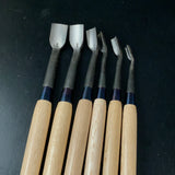 Chotousei Spoon chisels set Carving chisels with blue steel advanced grade 彫刀晟 小倉彫刻刃物製作所 丸曲組鑿  青紙鋼 特上品