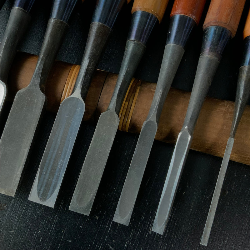 #M183  Mixed set for beginner Bench chisels set by unknown smith バラ鑿合わせ 初心者におすすめ 追入組鑿作者不明