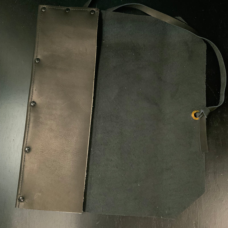 Daido Saw Leather Cloth Bag   大道 本革黒鋸巻 先カット内床革5枚 革紐付き