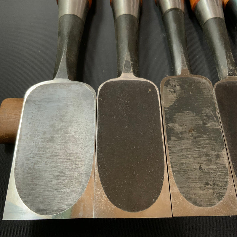 Old stock #6 Mixed set for beginner Timber chisels set with White steel 掘出し物 バラ鑿合わせ   厚鑿6本組 Atsunomi