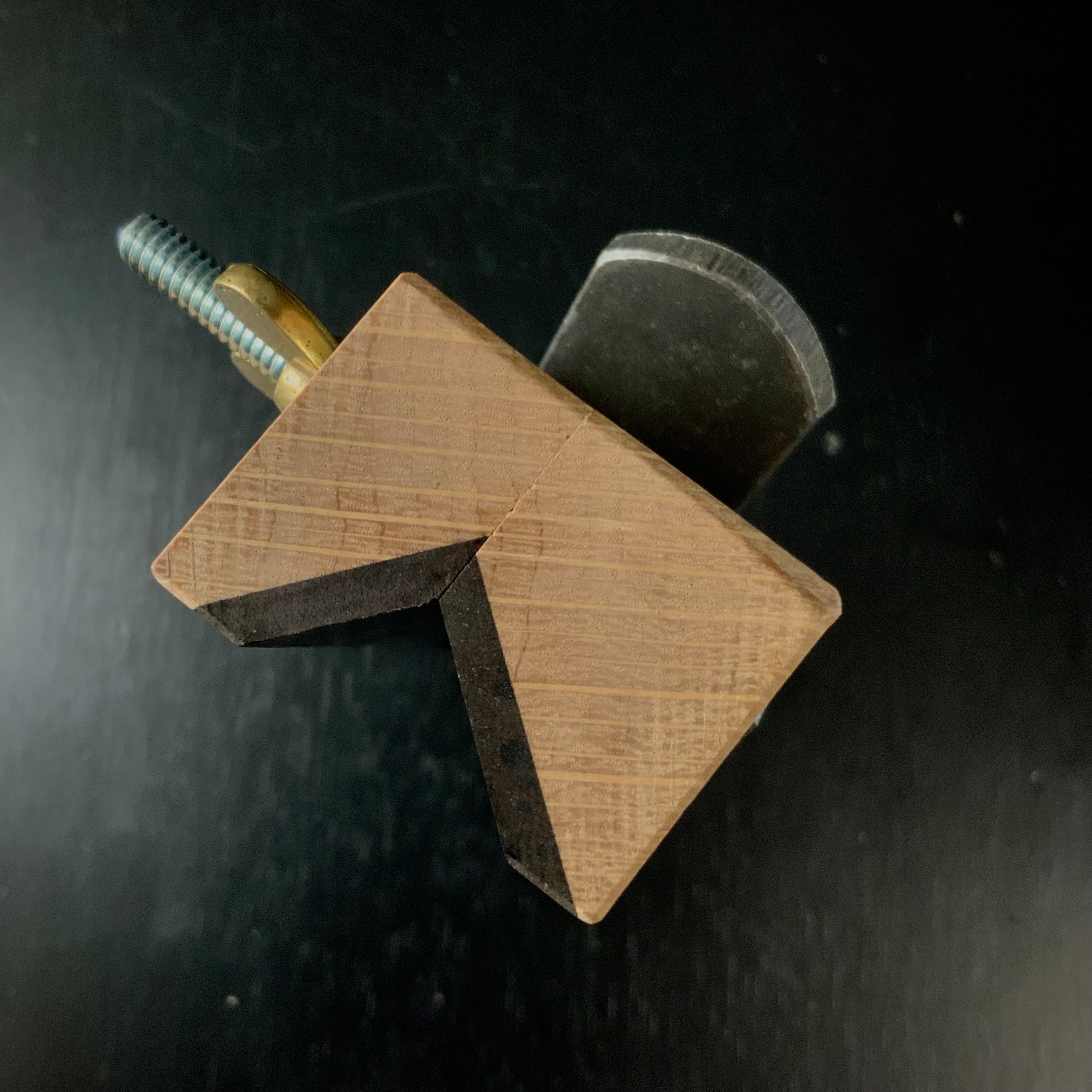 Old stock  Chamfer Plane 60° with blue steel 掘出し物  小森作 猿面取鉋 黒檀張り 30mm