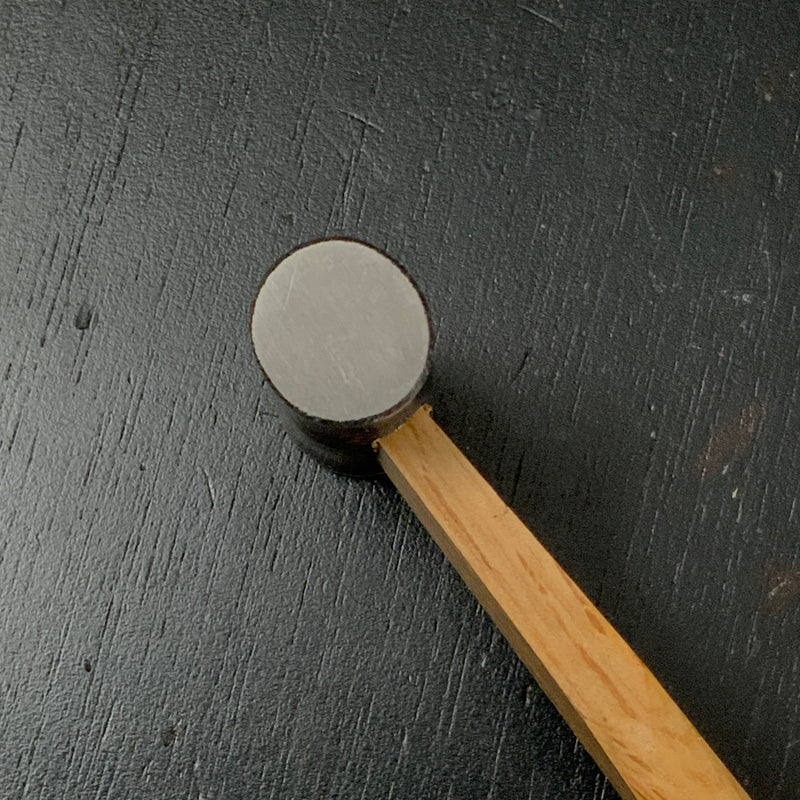 Old stock Suiheiya round Hammers with Hand-filed Blacksmith Finish Made by Masatsura with handle 掘出し物 正行作 水平屋銘 丸玄翁 柄付 ヤスリ黒仕上 100g