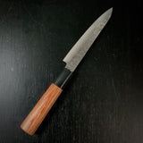 Houei INOX Chef Petit knife  Satoru brown plywood with rounded edges   /  豊榮 INOX 鎚目 茶合板丸柄 ペティ 120mm